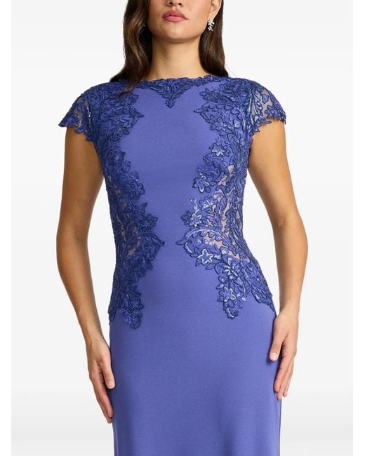 Tadashi Shoji Blue Vicente Embroidered Maxi Dress