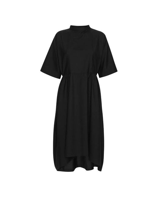 Henrik Vibskov Black Very Turtle Short-Sleeves Asymmetric Dress