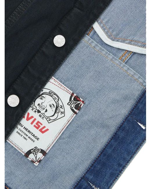 Evisu Blue Buttoned Graphic Jacket for men