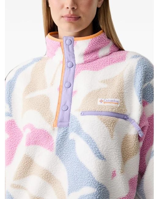 Columbia White Helvetia Abstract-Print Fleece Sweater