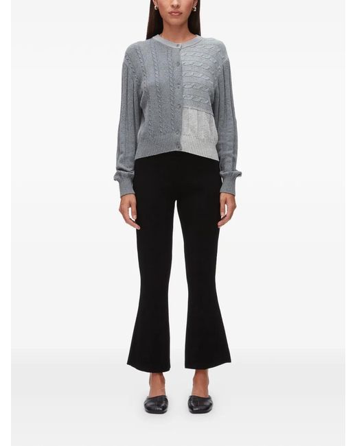 3.1 Phillip Lim Gray Cable-Knit Patchwork Cardigan