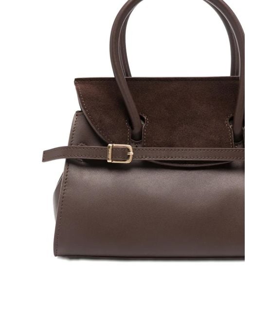 Jonathan Simkhai Brown Small River Suede-Panel Buckled Tote Bag