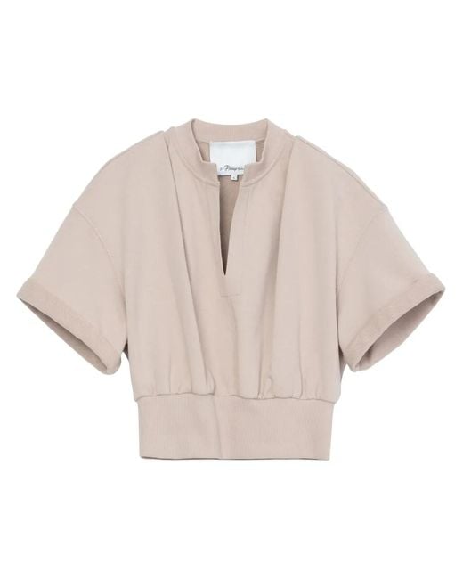 3.1 Phillip Lim Natural V-Neck Cotton T-Shirt
