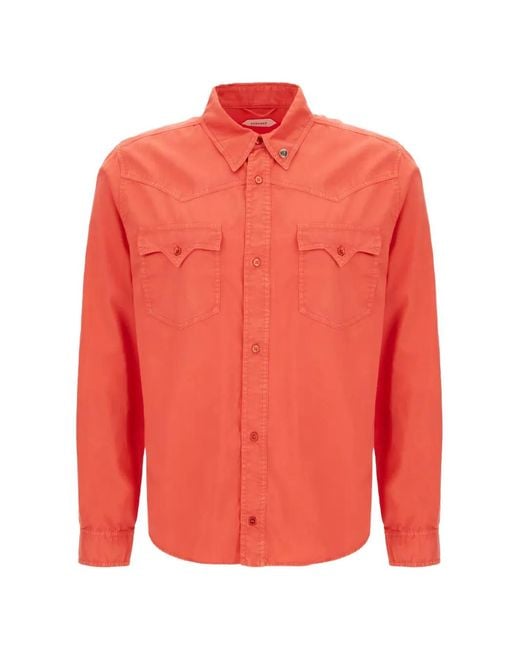 Versace Orange Cotton Regular Shirt for men