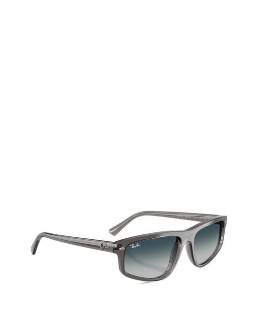 Ray-Ban Gray Rectangle-Frame Sunglasses