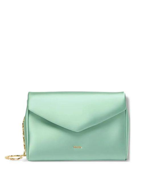 Max Mara Green Satin Envelope Shoulder Bag