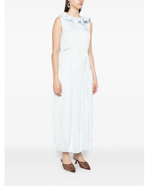 Jil Sander White Ruffled-Neck Maxi Dress