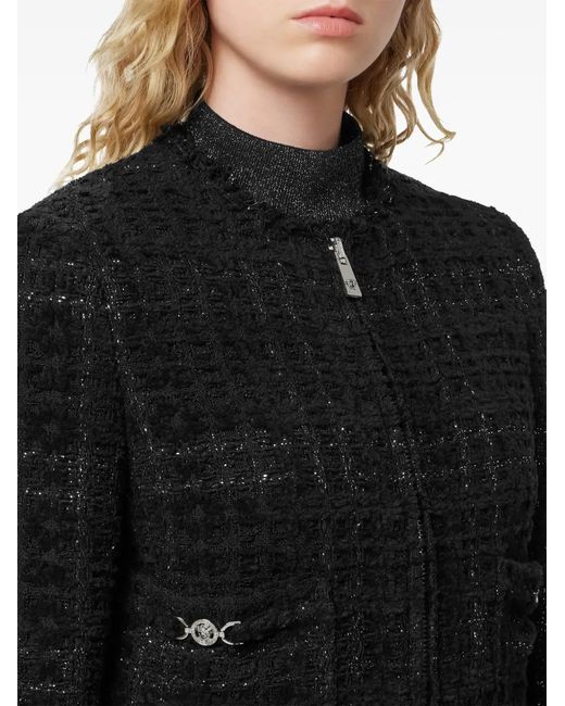 Versace Black Tweed Cotton Zipped Jacket