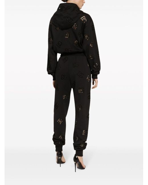 Dolce & Gabbana Black Logo-embroidered Drawstring-waistband Track Pants