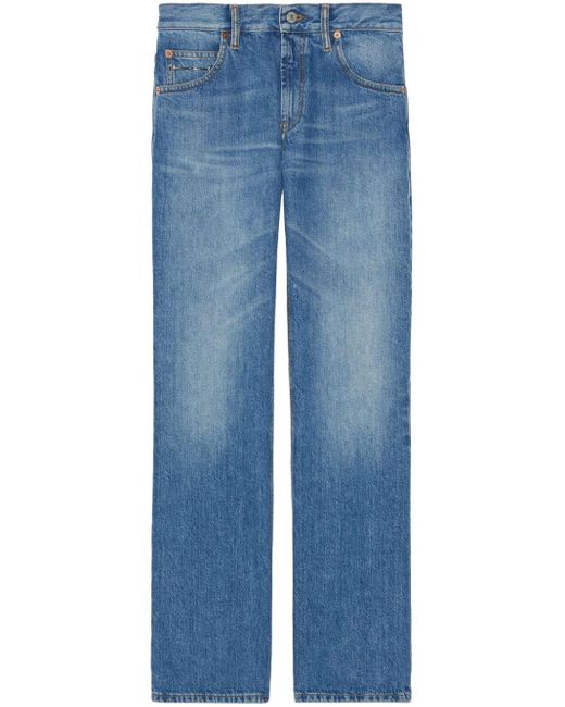Jeans dritti con morsetto di Gucci in Blue