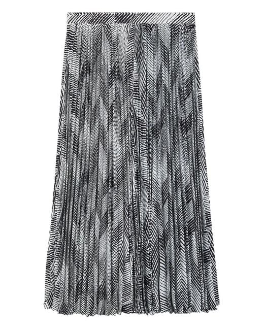 Jupe Mi-Longue Plissée À Motif De Chevrons Ports 1961 en coloris Gray