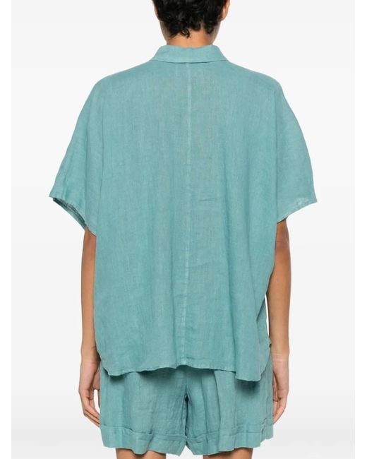 Momoní Blue Chemise En Lin Elafonissi À Manches Courtes