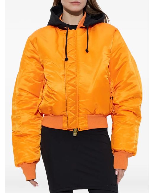 Vetements Black Hooded Bomber Jacket