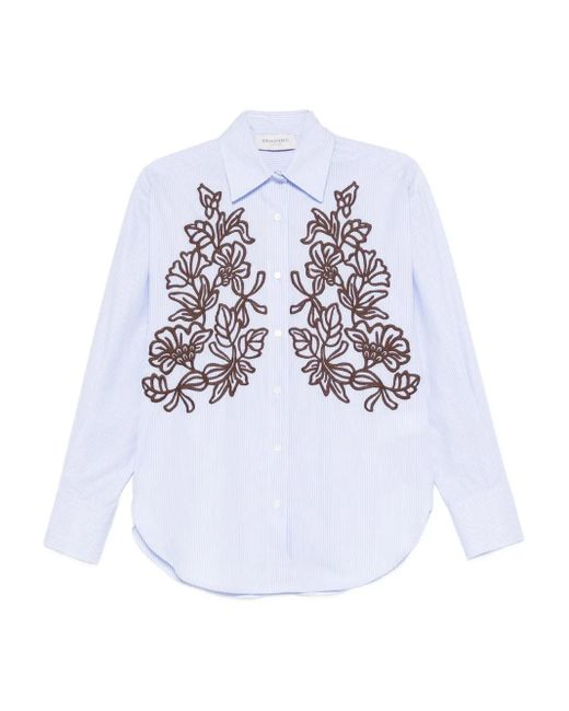 Camicia A Righe Con Ricamo di ERMANNO FIRENZE in White