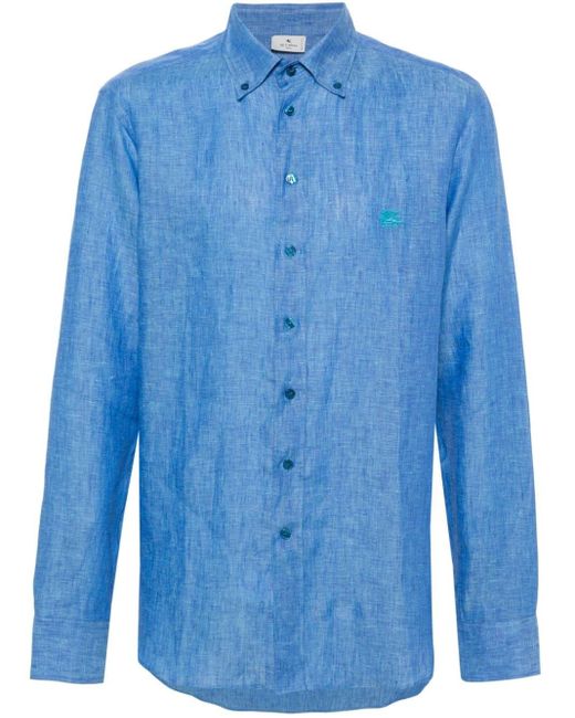 Etro Linnen Overhemd in het Blue voor heren