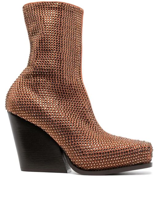Stella McCartney Brown Crystal Cowboy Ankle Boots