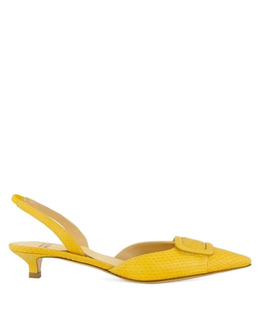 Francesco Russo Yellow 25Mm R1P1011 Buckle Kitten Pumps