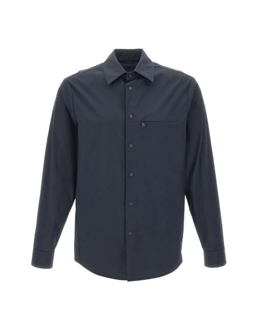 Aspesi Blue Snap-Button Chest-Pocket Shirt for men