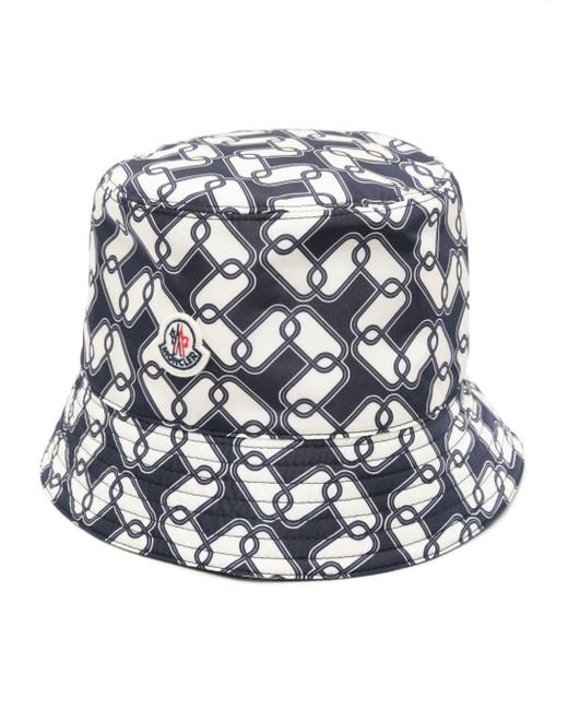 Moncler White Chain-print Bucket Hat