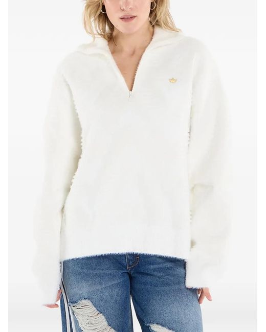 Adidas White Knit Hz Polo Top