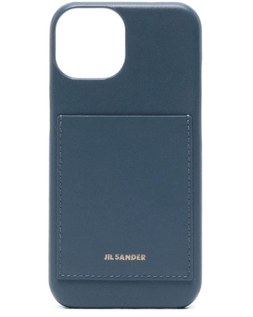 Jil Sander Blue Logo-stamp Leather Iphone 13 Pro Case for men