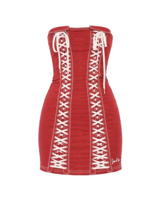DSquared² Red Robe-Bustier À Design De Laçage