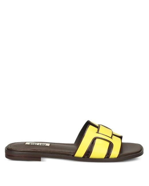 Bibi Lou Yellow Leather H-Strap Sandals
