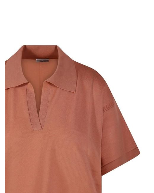 Roberto Collina Orange Fine-Knit V-Neck T-Shirt