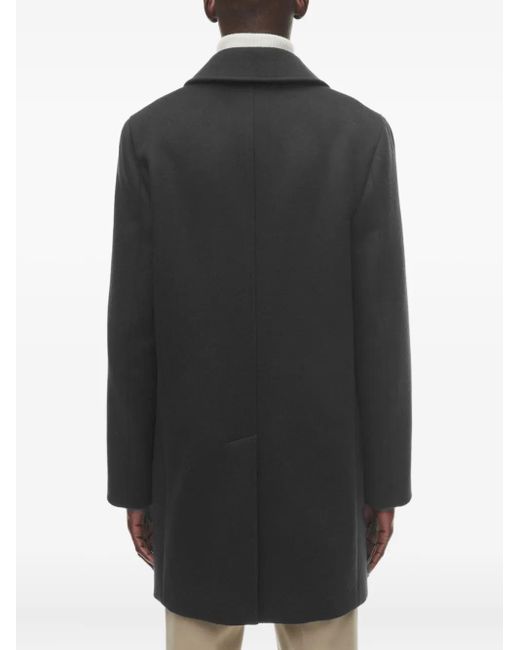 Fursac Black Button-Fastening Coat for men