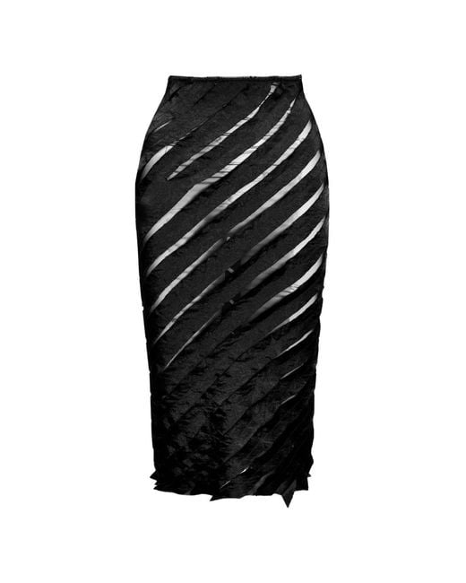 Ioana Ciolacu Black Spiral Panelled Midi Skirt