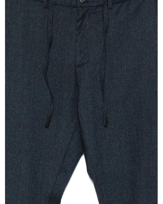 Canali Blue Drawstring Wool Trousers for men
