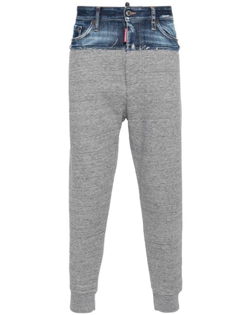 DSquared² Gray Relax Dan Patchwork Tapered Trousers for men
