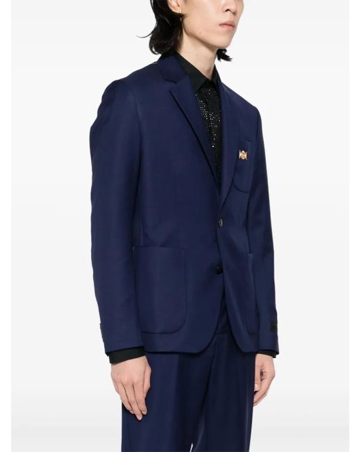 Versace Blue Single-Breasted Blazer for men