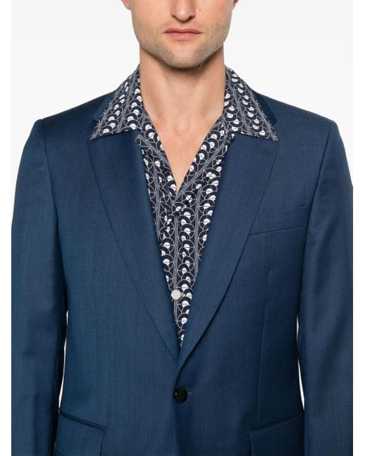 Fursac Blue Virgin Wool Suit for men