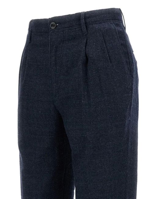 Incotex Blue Check-Pattern Trousers for men