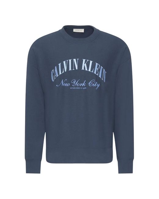 Calvin Klein Blue Graphic-Print Sweater for men