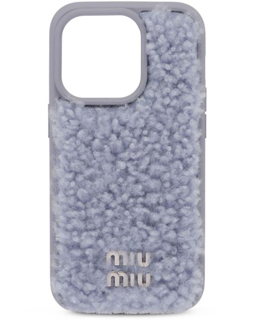 Miu Miu Blue Shearling Iphone 14 Pro Case