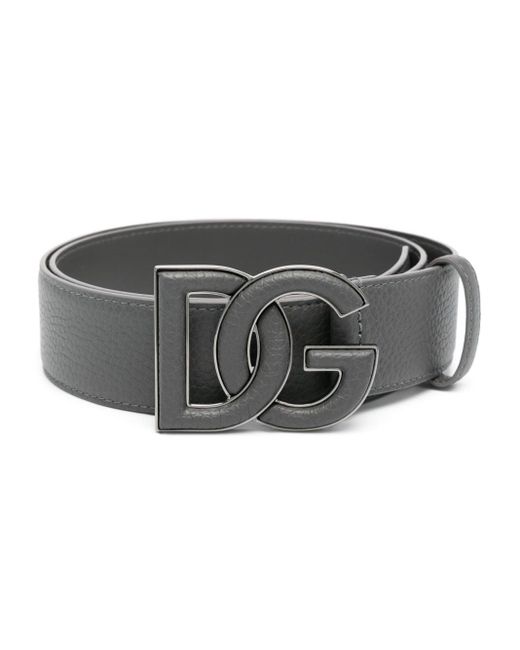 Dolce & Gabbana Gray Logo-buckle Leather Belt for men