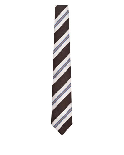 Corbata de seda a rayas Brunello Cucinelli de hombre de color White