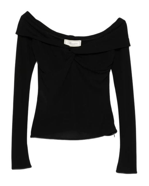 Blumarine Off-Shoulder Top Met Gedraaide Voorkant in het Black