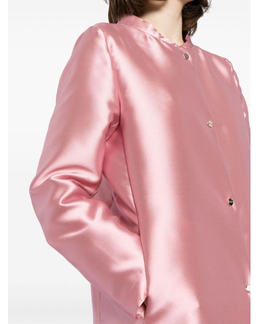 Herno Pink Satin-finish Single-breasted Coat