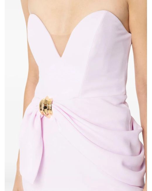 Elisabetta Franchi Pink Bow-Embellished Strapless Mini Dress