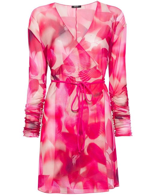 Vestido cruzado con estampado botánico Liu Jo de color Pink