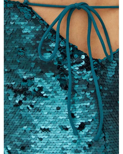 Samsøe & Samsøe Blue Sequin Tie Midi Dress