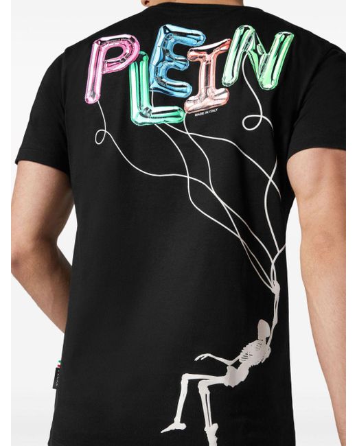 Philipp Plein Black Logo-print Cotton T-shirt for men