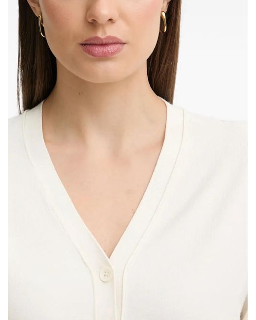 Sisley White V-Neck Button Cardigan