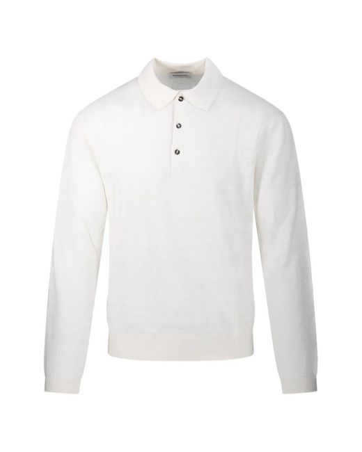 Diana Studio White Buttoned Long-Sleeved Polo Shirt for men
