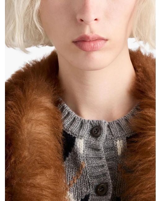 Cárdigan de cachemira a rombos Prada de color Gray