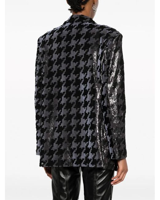 Iceberg Black Dogtooth-Print Sequinned Blazer
