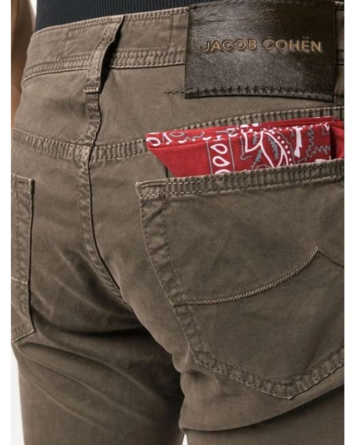 Jacob Cohen Gray Logo-Patch Straight-Leg Trousers for men